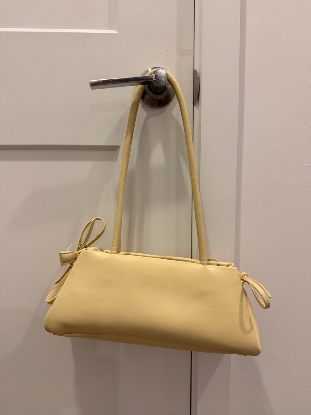 Madison West Pale Yellow Shoulder Bag with Double Straps